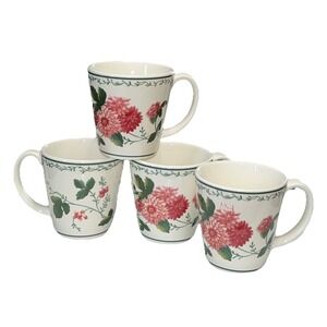 Vintage Waverly Garden Room Roseberry Coffee Mugs Set of 4 Floral Cups Colombia